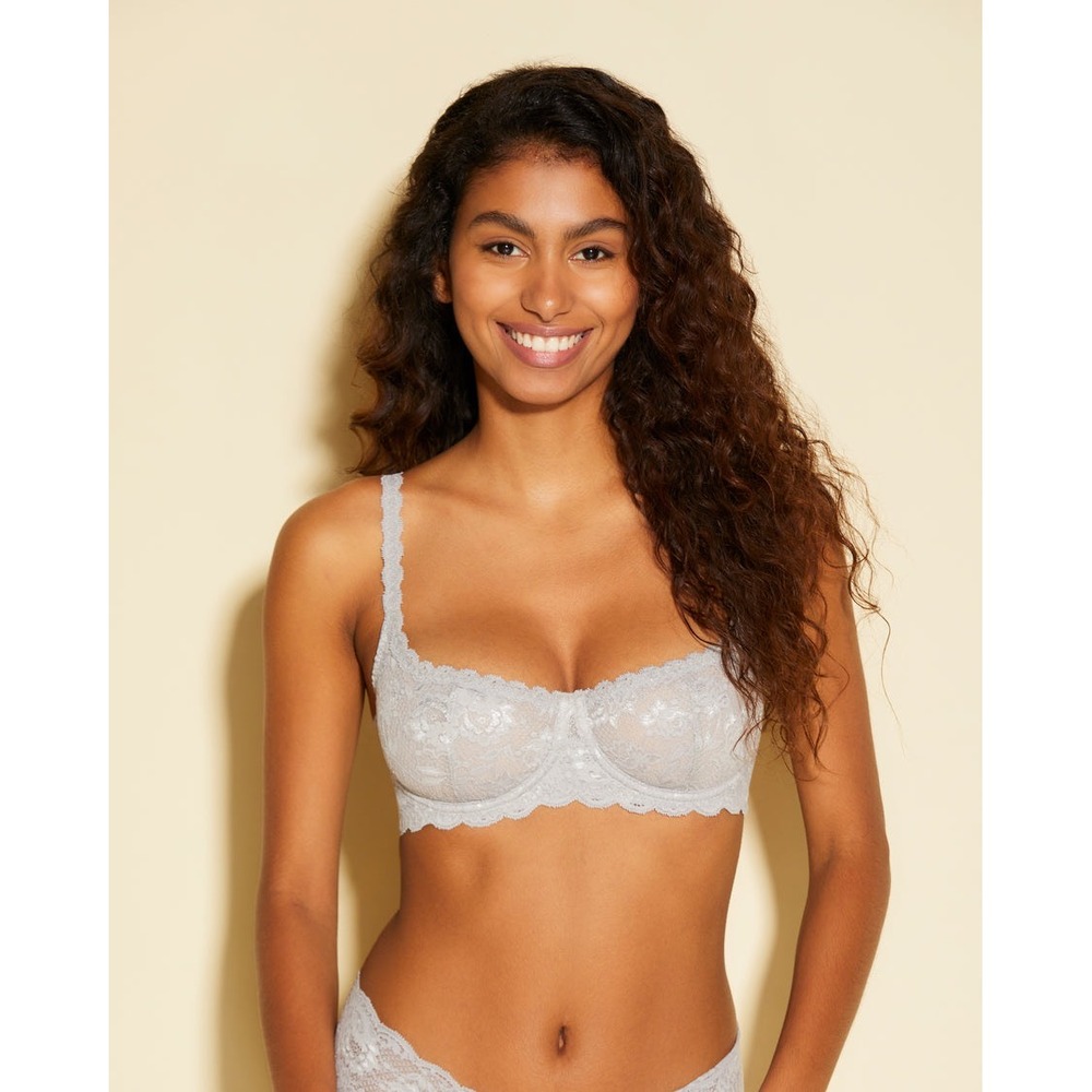 Cosabella Never Say Never Balconette Bra Varanasi Grey Floral Lace Underwire NEW